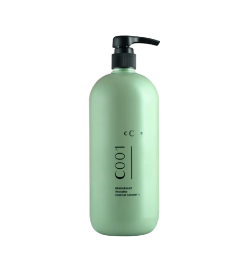 CUBA CHANCE SOIN regenerating clarifying shampoo C001 in a 1L green pump bottle for deep hair purification and preparation
