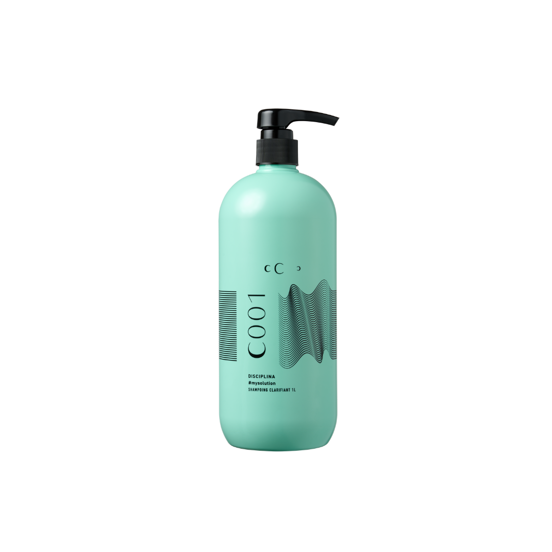 CUBA CHANCE SOIN Disciplina Frizz Control clarifying shampoo 1L in turquoise pump bottle for professional use